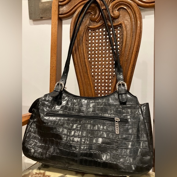 MAXX NY black leather crocodile 🐊 pattern shoulder bag - Picture 2 of 7